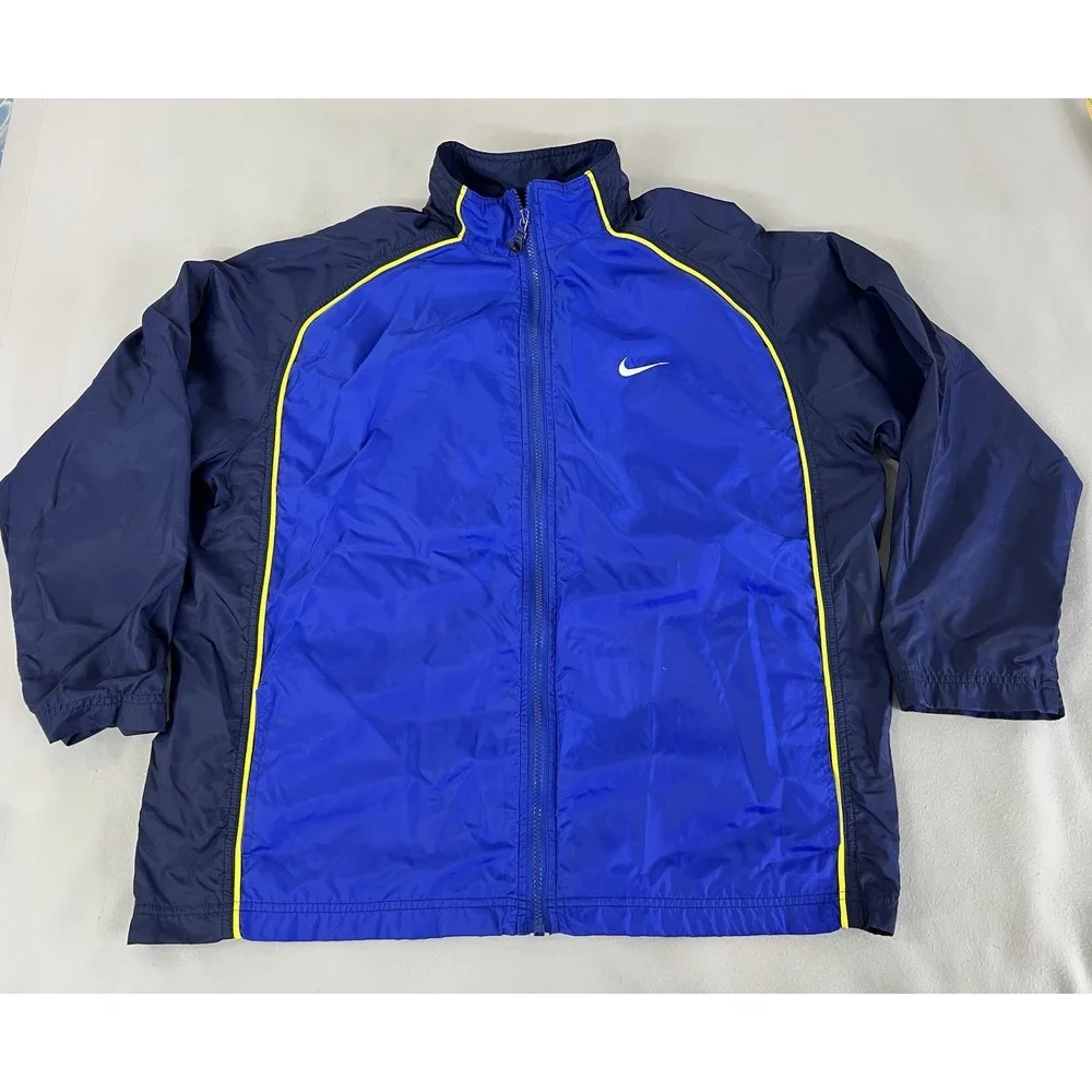 Vintage Nike Full Zip Windbreaker Track Jacket Unisex XL Blue‎ Yellow Y2K